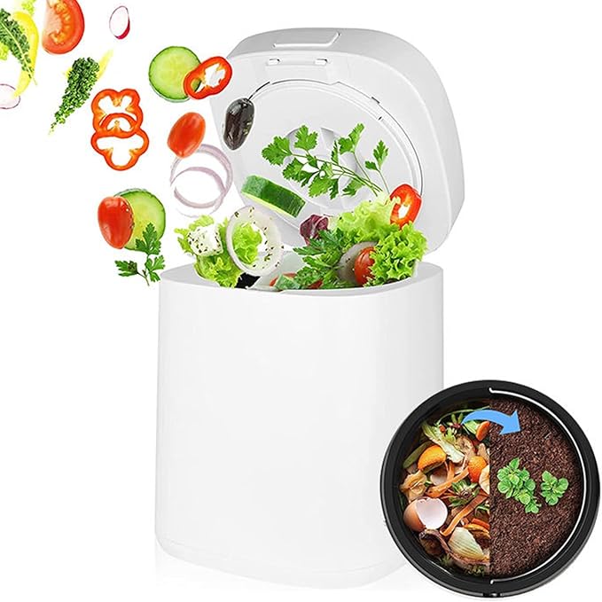 Electric Composter for Kitchen,2.5L Smart Multi-Function Food Waste Processor,Auto Home Compost Odorless, Food Cycler Waste Composter Turn Waste to Pre-Compost,