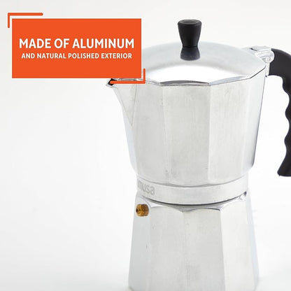 Imusa USA Aluminum Stovetop 6-cup Espresso Maker (B120-43V),Silver,(Pack of 4)