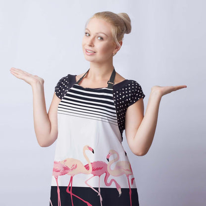 Garden Apron for Women Flamingo Mans Aprons for Kitchen Cooking Restaurant BBQ Painting Crafting Gardening 27” (W) x 31” (H), Waterproof Aprons