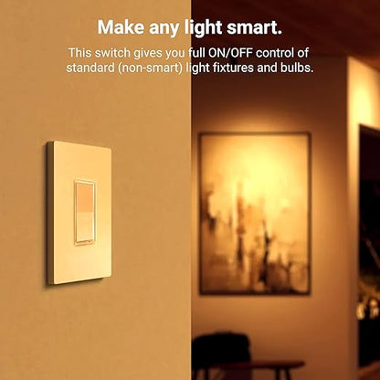HALO Pure Smart Wi-Fi On/Off Switch for Traditional Non-Smart Lighting, Connected by WiZ Pro, Hardwired 120V - SWW-SWT-WH