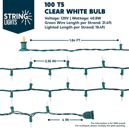 Joiedomi Clear Christmas String Lights Indoor,100 Count Mini Warm White Fairy Light,21.4 FT Lighting Decor for Patio Dorm Classroom Bedroom Holiday Wedding Party Garland Birthday Festival,Green Wire