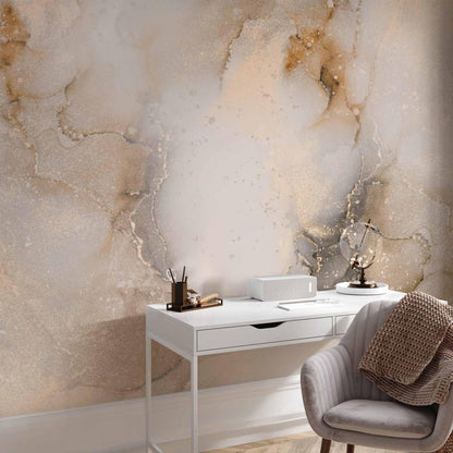 artgeist Wall Mural Peel and Stick Marble Stone 212x98 in - XXL Self-Adhesive Corner Wallpaper Removable Large Sticker Foil Angle Wallpaper Wall Decor Marble Beigef-C-10058-a-d