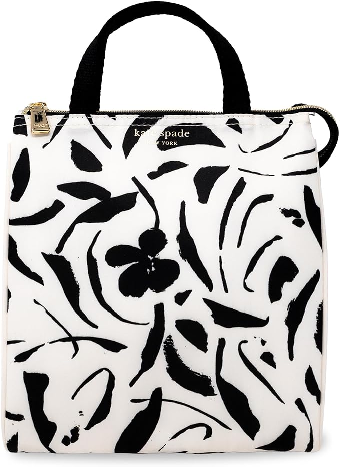 kate spade new york Portable Soft Cooler Lunch Bag, Thermal Tote with Insulated Interior Lining and Storage Pocket, Lunch Tote for Women, Painters Garden