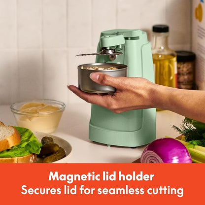 bella Electric Can Opener and Knife Sharpener, Removable Cutting Lever, Cord Storage, Stainless Steel Blade, Seaglass
