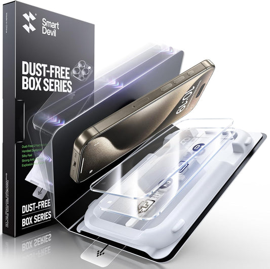 SMARTDEVIL 3 Pack Screen Protector for iPhone 14 Pro Max, Bubble-and-Dust-Free Box, HD Tempered Glass, Military Grade Shatterproof & Ultra Durable, Easy Installation