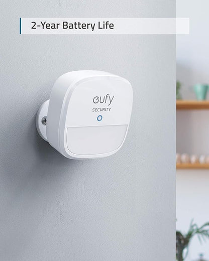 eufy Security Motion Sensor, Home Alarm System, 100° Coverage, 30 ft Detection Range, 2-Year Battery Life, Adjustable Sensitivity, HomeBase Required, Optional 24/7 Protection Service, Home Security
