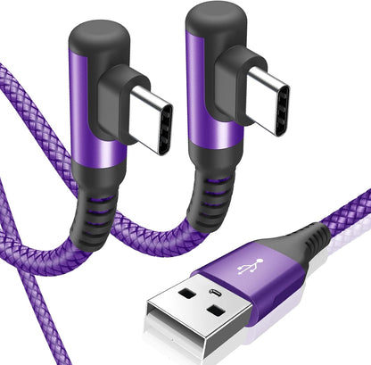 sweguard USB Type C Charger Cable Right Angle [2-Pack,10FT] iPhone 16 Charger Nylon Braided Cord for iPhone 15 16 Pro Max Samsung Galaxy S25 S24 S23 S22 S21 S20 S10 S9 Note A15 A55 Flip Pixel LG Moto