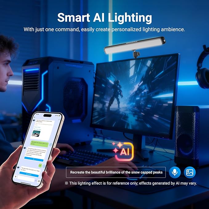 NEEWER Dual Sided RGB LED Streaming Key Light, Smart Desk Lamp Compatible with Alexa Google Assistant for Gaming Video Conference, 16 Million Colors, 2700K-7000K/CRI97+ Studio Tube Lighting, NG01