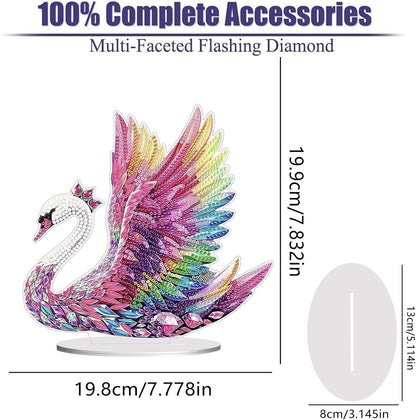 Diamond Painting Kits for Adults Beginners, 5D Full Drill Swan Crystal Art Desktop Ornament, DIY Single Sided Home Office Desk Decor, Creative Craft Gift Set with Tools