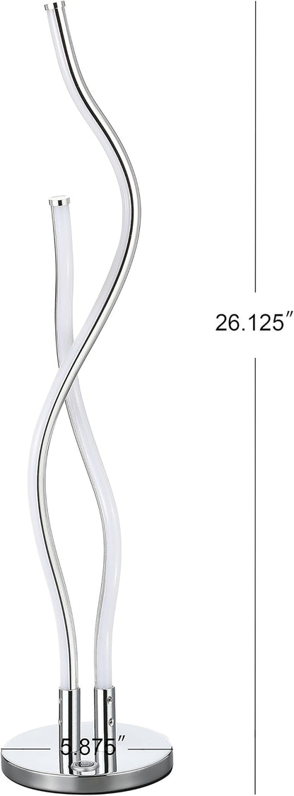JONATHAN Y 26.25" Chrome Integrated LED Table Lamp, Modern Minimalist Iron Ribbon Metal Desk Lamp for Living Room Bedroom, Energy Efficient Slim Design, ETL Listed JYL7001A