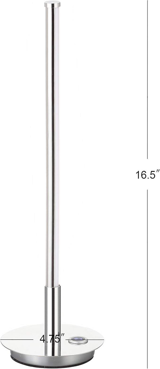JONATHAN Y 16.5" Chrome Integrated LED Table Lamp, Modern Minimalist Slim Line Metal Desk Lamp for Bedroom Living Room Nightstand, Dimmable Warm White, ETL Listed JYL7002A