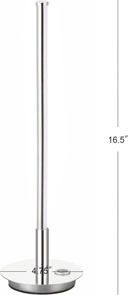 JONATHAN Y 16.5" Chrome Integrated LED Table Lamp, Modern Minimalist Slim Line Metal Desk Lamp for Bedroom Living Room Nightstand, Dimmable Warm White, ETL Listed JYL7002A