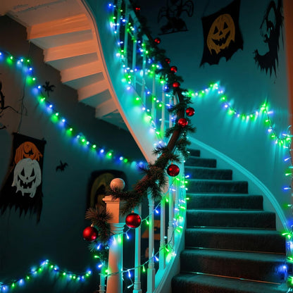 Blue Green Christmas Lights Outdoor Waterproof 131ft 400 LED Christmas Lights Clear Wire Connectable Twinkle Fairy String Light Plug in for Indoor Bedroom Wedding Classroom Tree Decorations