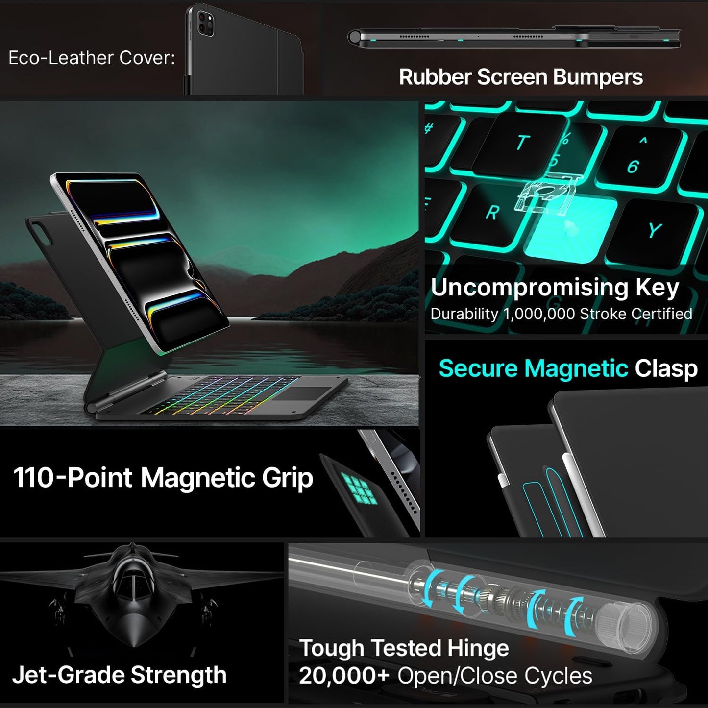 typecase Keyboard Case for iPad Pro 13-inch (M4) 2024,Magic Keyboard with 11 Colors Backlight for iPad Pro 13,Keyboard Case with Pencil Holder,Multi-Touch Trackpad,Easy-Set Magnetic Stand,Carbon Fiber