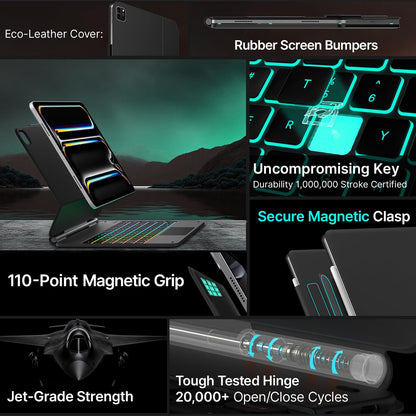 typecase Keyboard Case for iPad Pro 13-inch (M4) 2024,Magic Keyboard with 11 Colors Backlight for iPad Pro 13,Keyboard Case with Pencil Holder,Multi-Touch Trackpad,Easy-Set Magnetic Stand,Carbon Fiber