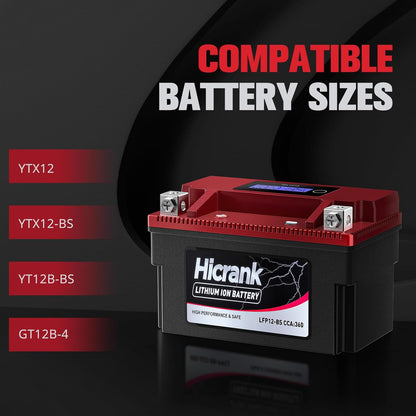 YTX12-BS 12V 6Ah,360CCA LiFePO4 Lithium Motorcycle Battery,Powersports Battery for Honda KTM Yamaha Harley Fit ATV, UTV, Scooter, Motocross, Lawn Mower, Jet Ski, Polaris