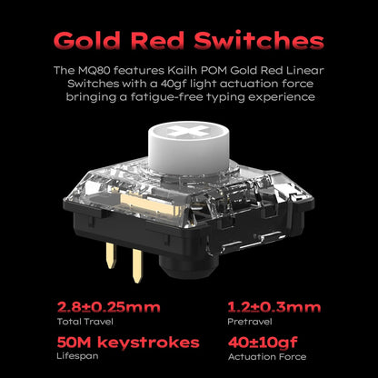 IQUNIX MQ80 Low Profile Mechanical Keyboard for Work and Gaming Tri Mode Wireless Wired CNC Aluminum Hot Swappable RGB Backlit Long Battery Life VIA Support (Black)