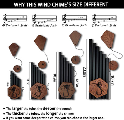 Wind Chimes Outdoor Large Deep Tone, 44 Inches Sympathy Wind Chimes Tuned Soothing Melody, Memorial Wind-Chime with 6 Heavy Tubes for Outside Decoration, Garden/Yard. Black Wind Chime