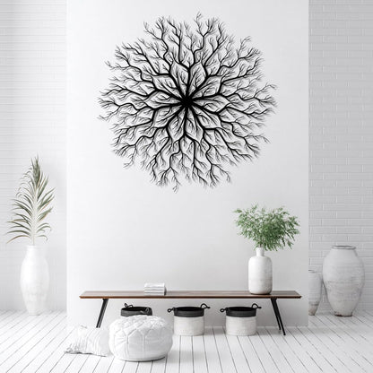 Tree of Life Metal Wall Art, Metal Tree Wall Art, Large Round Sculpture, Round Branch Wall Decor, Large Branch Artwork, Nature Sign, Wall Decor for Living Room, Housewarming Gift (Gold, 35"x35"|90x90cm)
