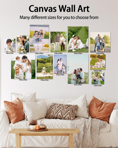 Personalized Custom Canvas Wall Art, Custom Canvas Prints with Your Photos for Living Room, Bedroom, Wedding Pet Baby Family Photo Framed Wall Art, Customized Photo Gift for Family，Friend，Lover，Pet (20L" x 30W")