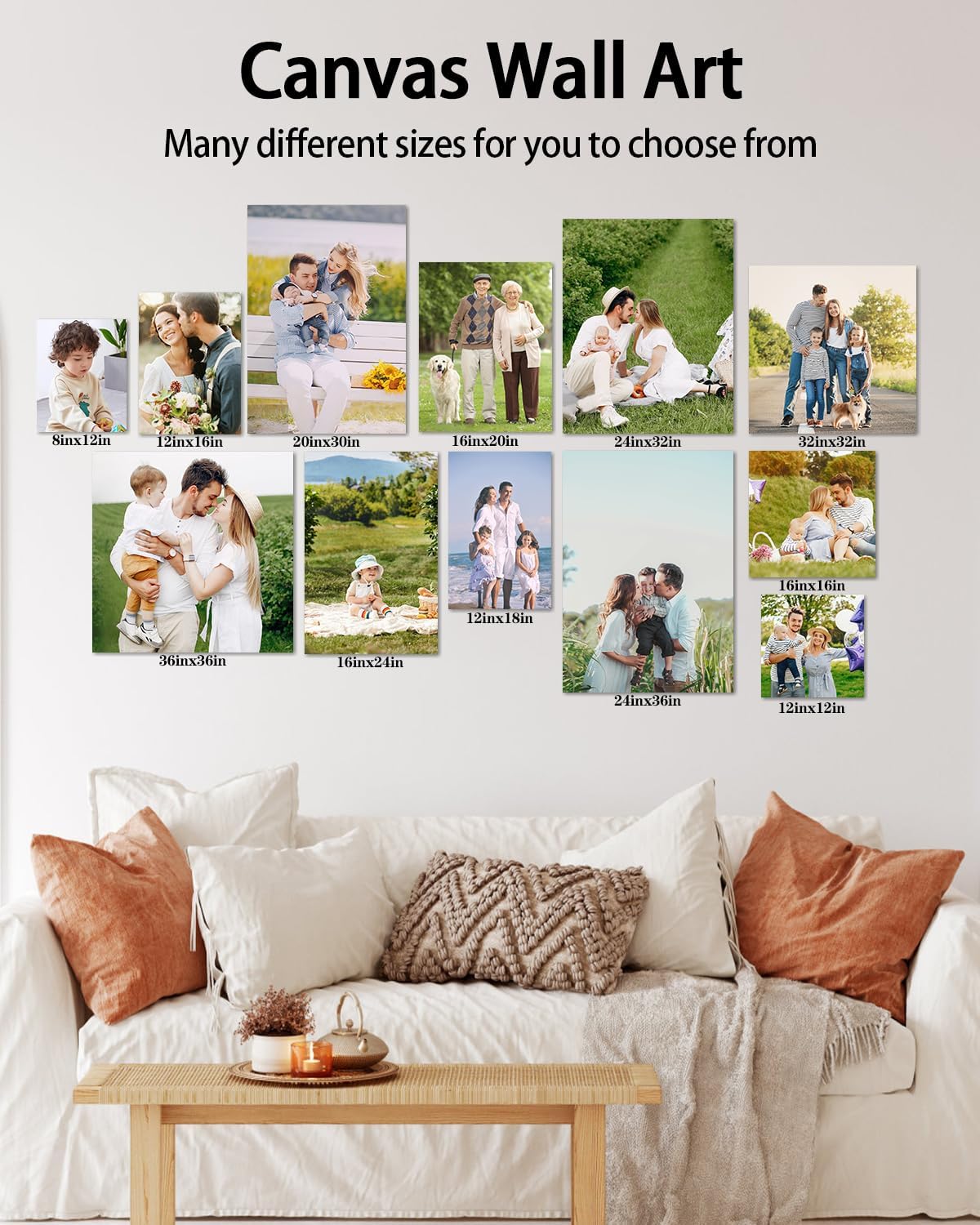 Personalized Custom Canvas Wall Art, Custom Canvas Prints with Your Photos for Living Room, Bedroom, Wedding Pet Baby Family Photo Framed Wall Art, Customized Photo Gift for Family，Friend，Lover，Pet (24L" x 36W")