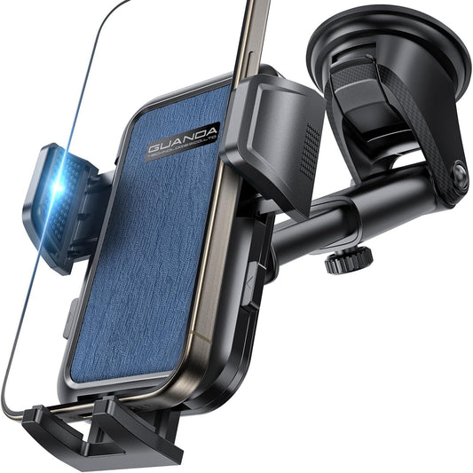 [2025 New] Dashboard Phone Holders for Your Car [Military Grade Stable] Phone Holders for Your Car, Non-Slip Silicone Carbon Fiber Car Phone Mount, Rotatable Suction Cup for All Phone, Blue