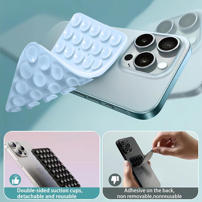 Silicone Double-Sided Suction Phone Grip Detachable Mount - Car Dashboard/Shower Phone Holder, Hands-Free For Selfies & Videos, ASMR- iphone & Android Compatible (Large, Lavender+Transparent)