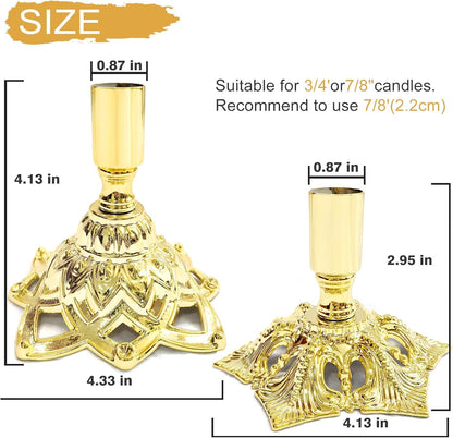 Candlestick Holders,Taper Candle Holder for Candlesticks Gold Plated Candle Metal Stick Candle Holders for Fireplace,Party, Dining,Wedding Decor,Fits 3/4 inch Thick Candle(Set of 6Pcs)