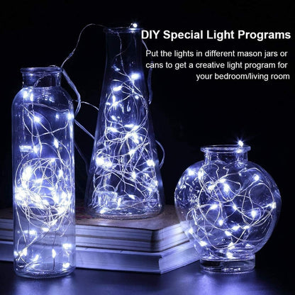 12 Pack Fairy Lights Battery Operated - 7ft 20 LED Twinkle Lights Copper Wire Mini String Lights Firefly Lights for Mason Jars DIY Crafts Christmas Wedding Party Centerpiece Table Decor, Cool White