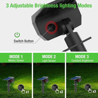nipify Solar Spot Lights Outdoor Motion Sensor with 3 Modes, Solar Spotlights Outdoor Waterproof 2-in-1 Auto On/Off Landscape Lighting for Outside Yard Wall Garden Pathway, Cool White