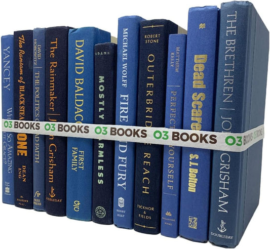 Curated Decorative Books Hardcover Décor Books for Home Décor, Choose Color, Interior Design, Office, Wedding Display, Instant Library, or Staging (Half Foot, Blue)