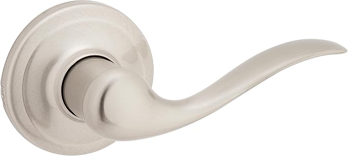 Kwikset Tustin Dummy Door Handle, Single Sided Lever for Closets, French Double Doors, and Pantry, Satin Nickel Non-Turning Right Handed Interior Push/Pull Lever, with Microban Protection