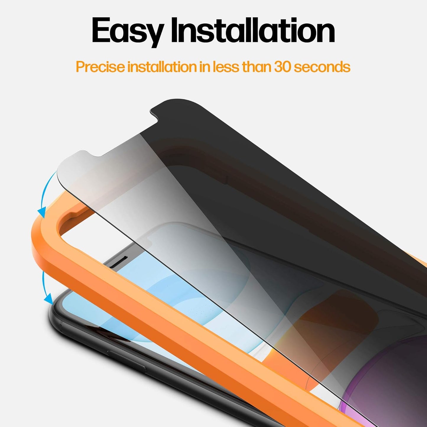Power Theory Designed for iPhone 11, iPhone XR Privacy Screen Protector Tempered Glass Anti Spy protection [9H Hardness], Easy Install Kit, 99% HD Bubble Free Case Friendly, 2 Pack