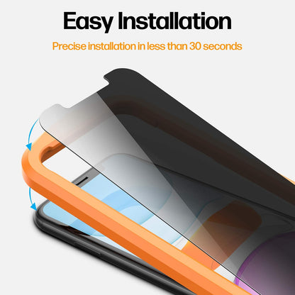Power Theory Designed for iPhone 11, iPhone XR Privacy Screen Protector Tempered Glass Anti Spy protection [9H Hardness], Easy Install Kit, 99% HD Bubble Free Case Friendly, 2 Pack