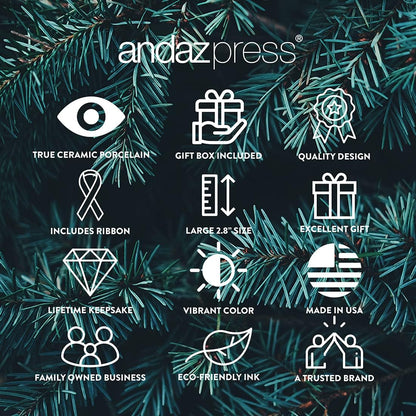 Andaz Press Personalized Our First Christmas As Mr. & Mrs. 2024 Christmas Ornaments Christmas Trees Design 2.8" Round Porcelain Ceramic 1st Year Married Custom Ornament Keepsake for Newlyweds 1-Pack