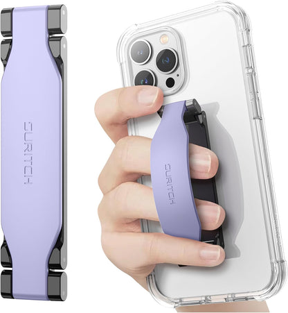 SURITCH Phone Grip Strap Finger Loop Holder for Back of Phone, 2-in-1 Soft Silicone Gripper Kickstand for iPhone Samsung and Most Cell Phone Cases, 3.94" Purple