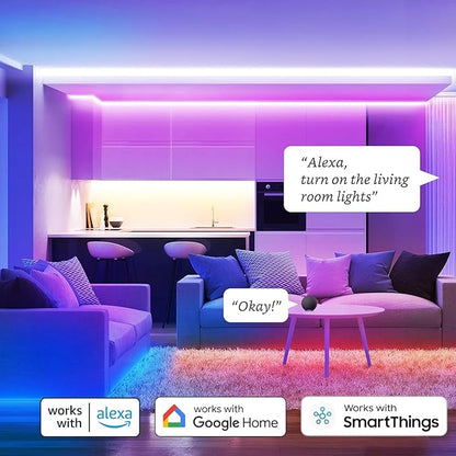 Sengled Smart Zigbee Multicolor Light Strip, 2M (6.56ft) Base Kit, Hub Required, Also Compatible with Alexa & Google Assistant, RGBW, Extendable, High Brightness, 1400Lumens (E1G-G8E)