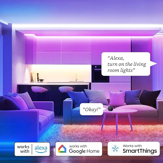 Sengled Smart Zigbee Multicolor Light Strip, 2M (6.56ft) Base Kit, Hub Required, Also Compatible with Alexa & Google Assistant, RGBW, Extendable, High Brightness, 1400Lumens (E1G-G8E)