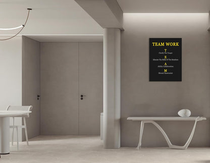 WYJDFART Motivational Wall Art Team Work Enterprise Poster Inspirational Quotes Canvas Poster for Company Office Group Bedroom Living Room Printed Artwork Framed Ready to Hang [30" W X 40" H]