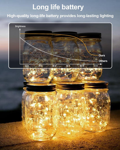 12 Pack Fairy Lights Battery Operated - 7ft 20 LED Twinkle Lights Copper Wire Mini String Lights Firefly Lights for Mason Jars DIY Crafts Christmas Wedding Party Centerpiece Table Decor, Warm White
