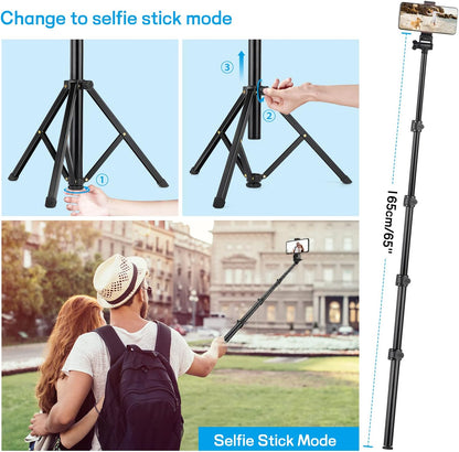 Victiv 68 inch/ 173cm Phone Tripod Stand, Selfie Stick Tripod for Filming with Remote &Smartphone Holder