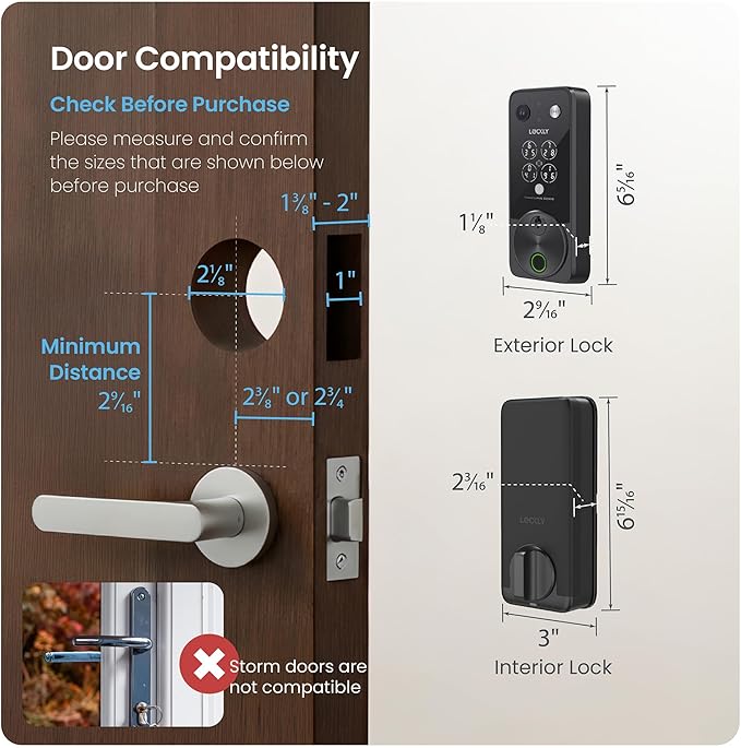 Lockly Vision Zeno Smart Lock with Video Doorbell Camera, Fingerprint Keyless Entry with Apple Home Key, Wi-Fi Deadbolt for Front Door, PIN Genie Keypad, App Remote Control, 2 Rechargeable Batteries