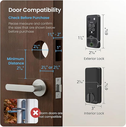 Lockly Vision Zeno Smart Lock with Video Doorbell Camera, Fingerprint Keyless Entry with Apple Home Key, Wi-Fi Deadbolt for Front Door, PIN Genie Keypad, App Remote Control, 2 Rechargeable Batteries