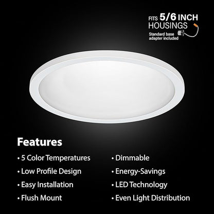 Feit Electric LED Ceiling Downlight, Dimmable Flat Panel Ceiling Light with Color Selection (5CCT), TP24 Adapter Included