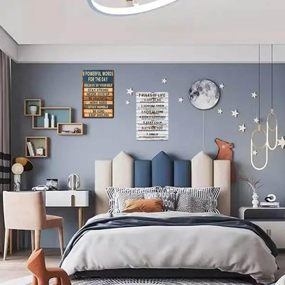 Teen Boys Room Decor - Cool Inspirational Wall Art Teenage Girl Bedroom Stuff 7 Rules of Life Metal Tin Signs for 10-18 Year Old Teens Room Accessories 8x12 Inch