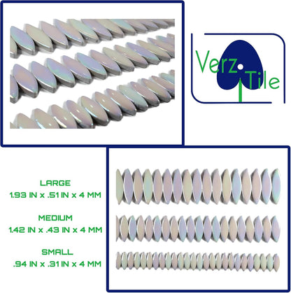 VerzTile Mosaic Tiles for Crafts - Petal Shaped Ceramic Tile Craft Hobbies & Art Projects 39 Color Options Endless Creativity DIY Design (Pearlescent White)
