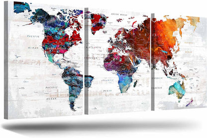 Elixart Modern Wall Art Canvas Pictures for Living Room Wall Decoration Red Orange Wall Decor for Bedroom Home Office Decor for Women Graffiti Map Paintings