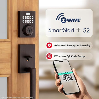 Kwikset HomeConnect 620 Z-Wave Long Range Enabled Keypad Smart Lock Convenient Keyless Entry, Customizable User Codes, Ring Alarm Compatible, Hub Required, Sold Separately Venetian Bronze Contemporary