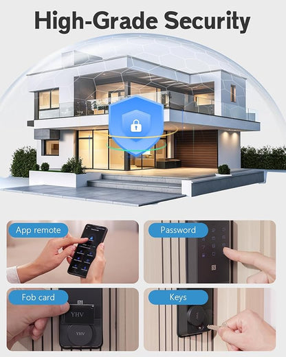 Smart Door Lock with Apple Home Ecosystem Fingerprint Keyless Entry Door Lock Safety Keypad Deadbolt with Code, Built-in Wi-Fi, IP65, Supports Apple Homekit, Alexa, Google for Front Door or Back