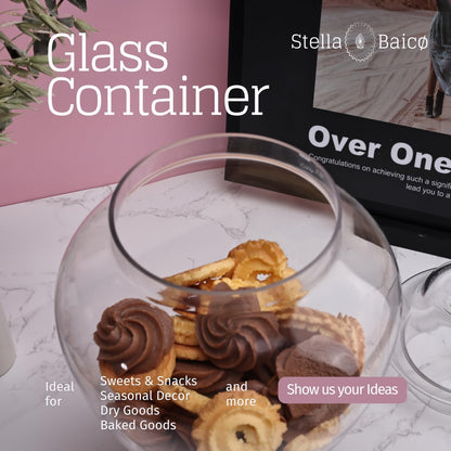 Clear Glass Apothecary Jars with Lid, Glass Candy Jar for Candy Buffet, Elegant Decorative Glass Jars for Wedding, Display and Party, Large Candy Canisters (Height: 12.6", Diameter: 6.3")
